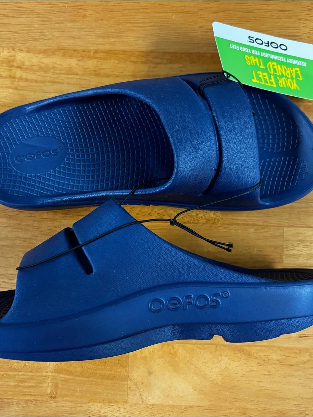 OOFOS Ooahh Navy Blue Slide Sandals Comfort Slip On Men’s 6, Women’s 8